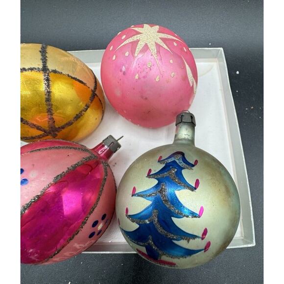 5 Vintage Christmas Ornaments Mercury Glass Micah Hand Painted Poland Gorgeous! - Picture 3 of 5